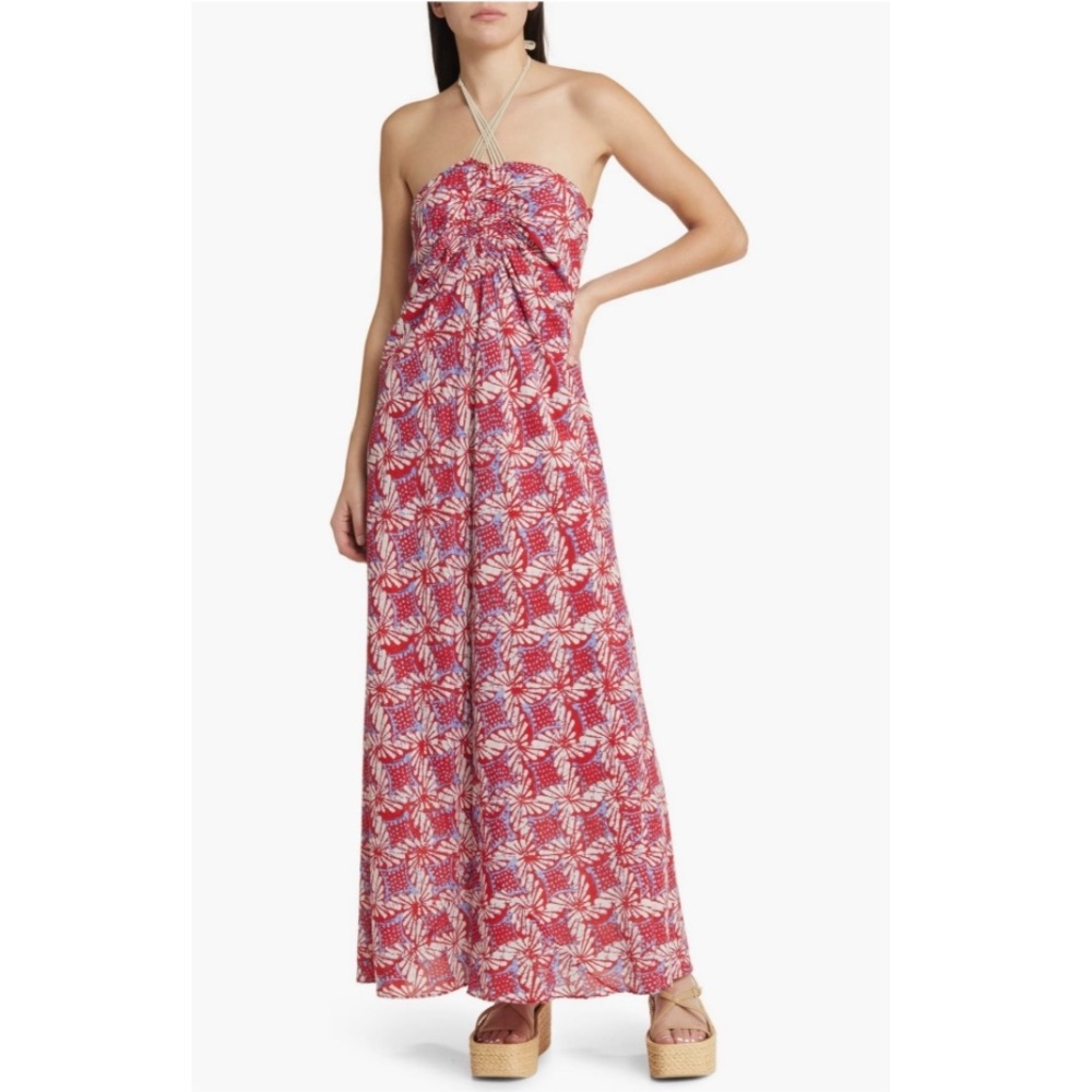 XIRENA Ruby Petal Maya Floral Halter Neck Cotton Maxi Dress Size XL